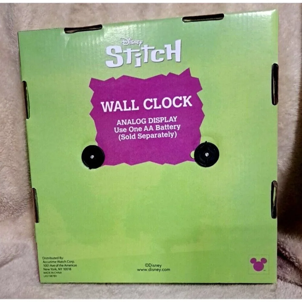 Disney Stitch Pink Wall Clock With Analog Display‎ & Groovy Background Design